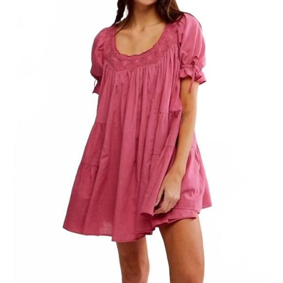 NEW FREE PEOPLE sandy shores babydoll dress in soothing petals - Picture 1 of 4